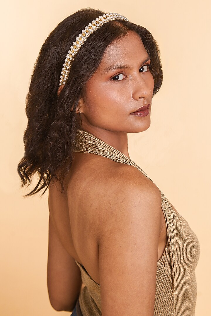 Silver Glass Beaded Headband by Deepa Gurnani at Pernia's Pop Up Shop