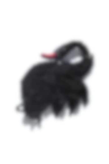 Black Glass Beaded Swan Brooch by Deepa Gurnani at Pernia's Pop Up Shop