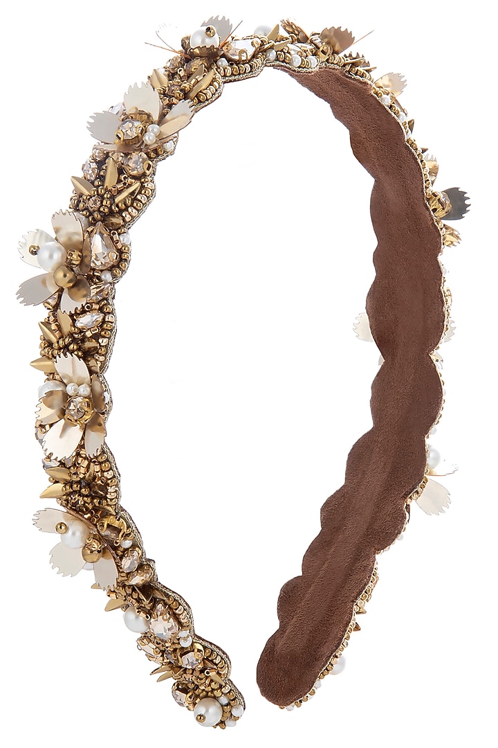 Gold Glass Beaded & Semi-Precious Stone Hairband by Deepa Gurnani at Pernia's Pop Up Shop