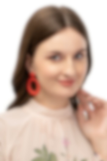 Red Glass Beaded Dangler Earrings by Deepa Gurnani at Pernia's Pop Up Shop