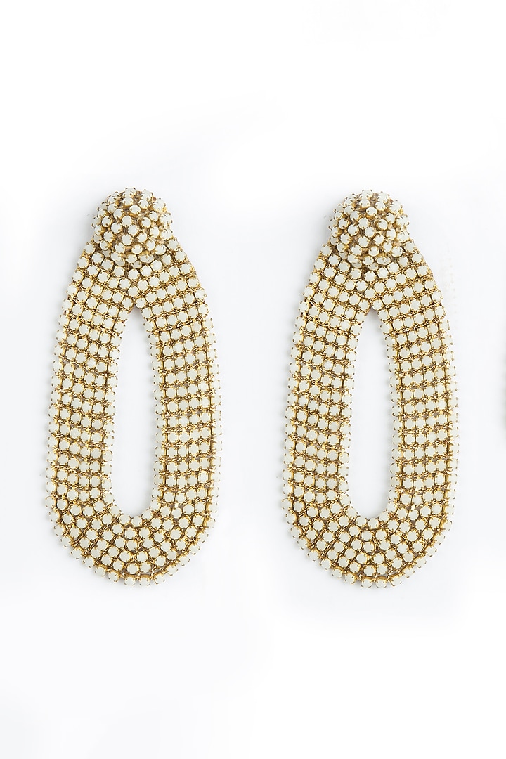 Ivory Glass Beaded Dangler Earrings by Deepa Gurnani at Pernia's Pop Up Shop
