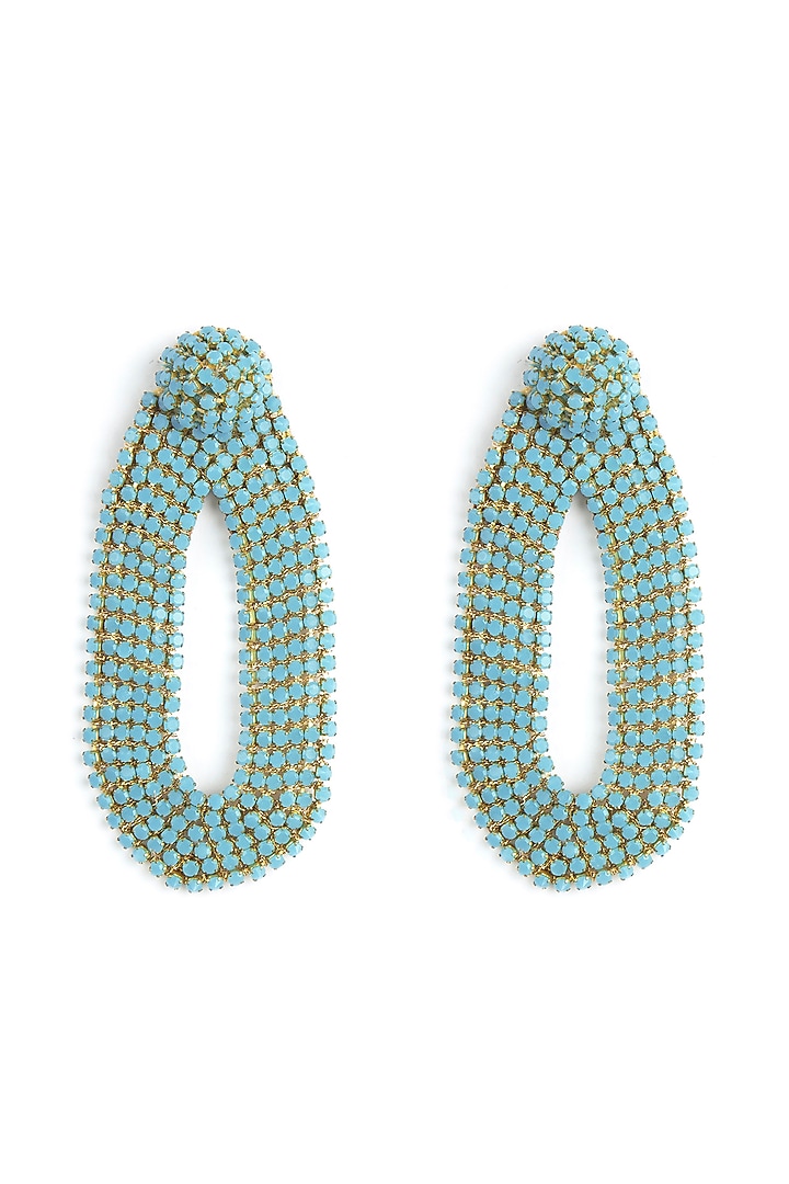 Turquoise Glass Beaded Dangler Earrings by Deepa Gurnani at Pernia's Pop Up Shop