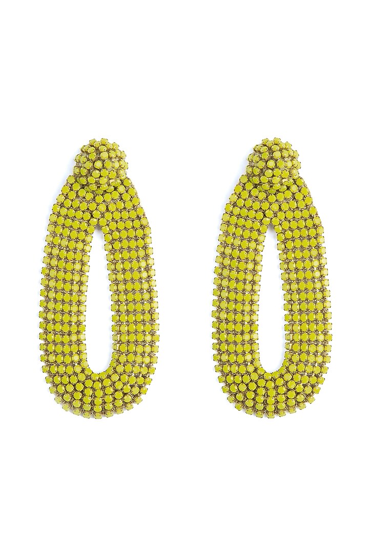 Yellow Glass Beaded Dangler Earrings by Deepa Gurnani at Pernia's Pop Up Shop