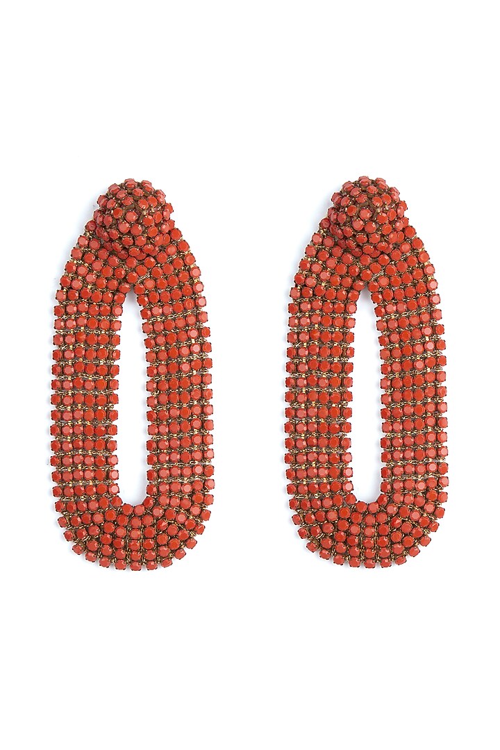 Coral Glass Beaded Dangler Earrings by Deepa Gurnani at Pernia's Pop Up Shop