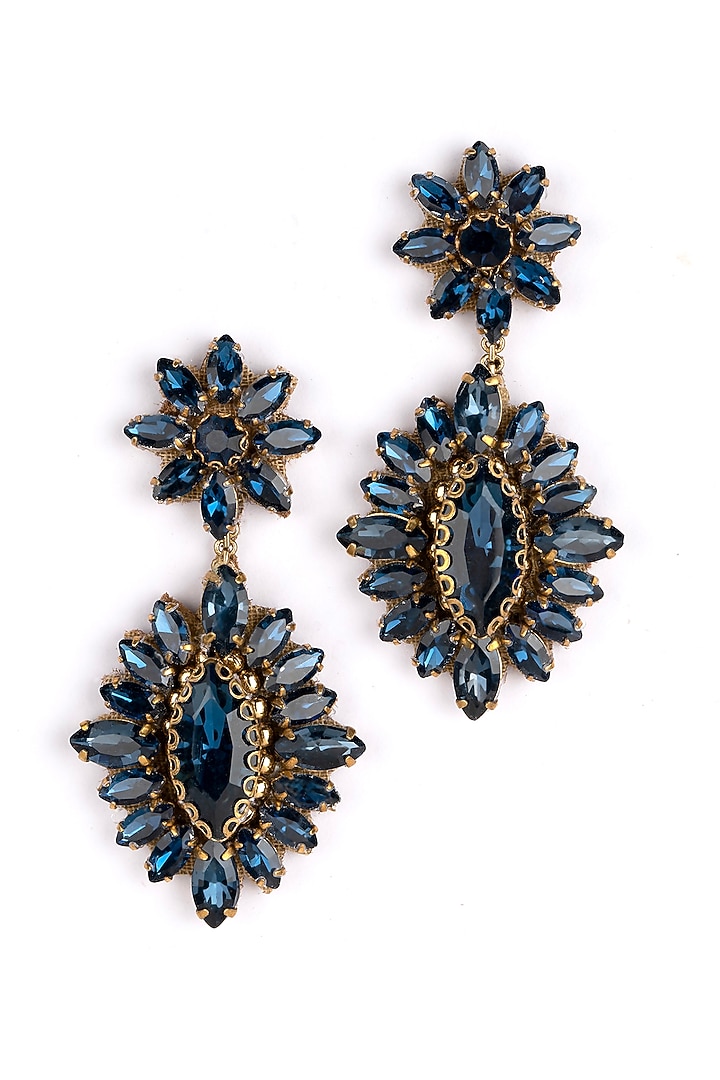 Emerald Green Glass Beaded Dangler Earrings by Deepa Gurnani at Pernia's Pop Up Shop