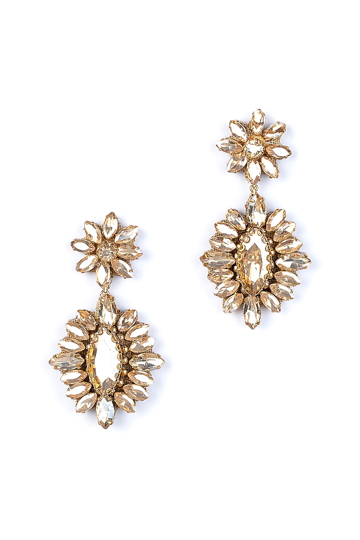 Gold Glass Beaded Dangler Earrings by Deepa Gurnani at Pernia's Pop Up Shop