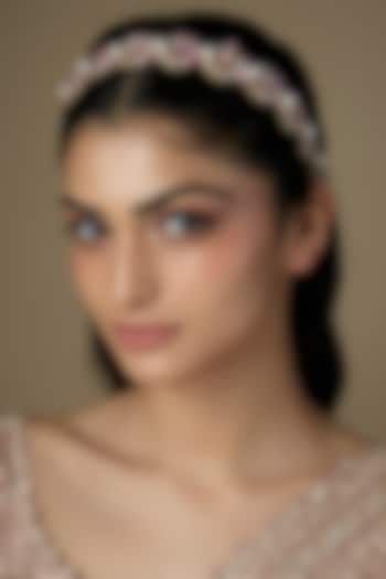 Two-Tone Finish Pink Stone Mathapatti by Deepa Gurnani at Pernia's Pop Up Shop