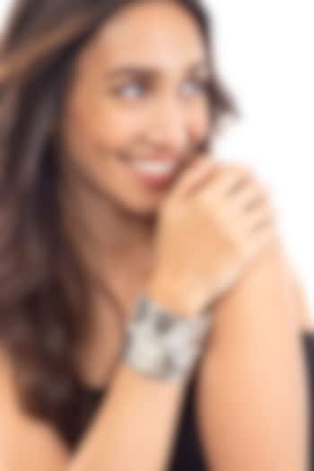 Gunmetal Glass Crystal Handmade Cuff by Deepa Gurnani at Pernia's Pop Up Shop