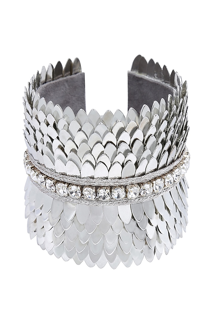 Gunmetal Glass Crystal Handmade Cuff by Deepa Gurnani at Pernia's Pop Up Shop
