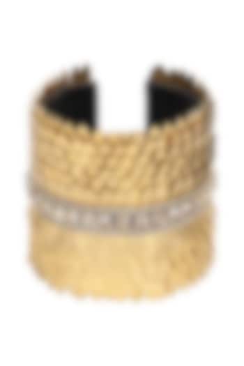Gold Glass Crystal Handmade Cuff by Deepa Gurnani at Pernia's Pop Up Shop