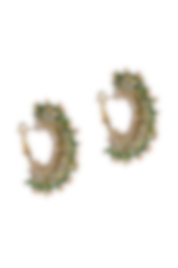 Emerald Green Glass Beaded Hoop Earrings by Deepa Gurnani at Pernia's Pop Up Shop