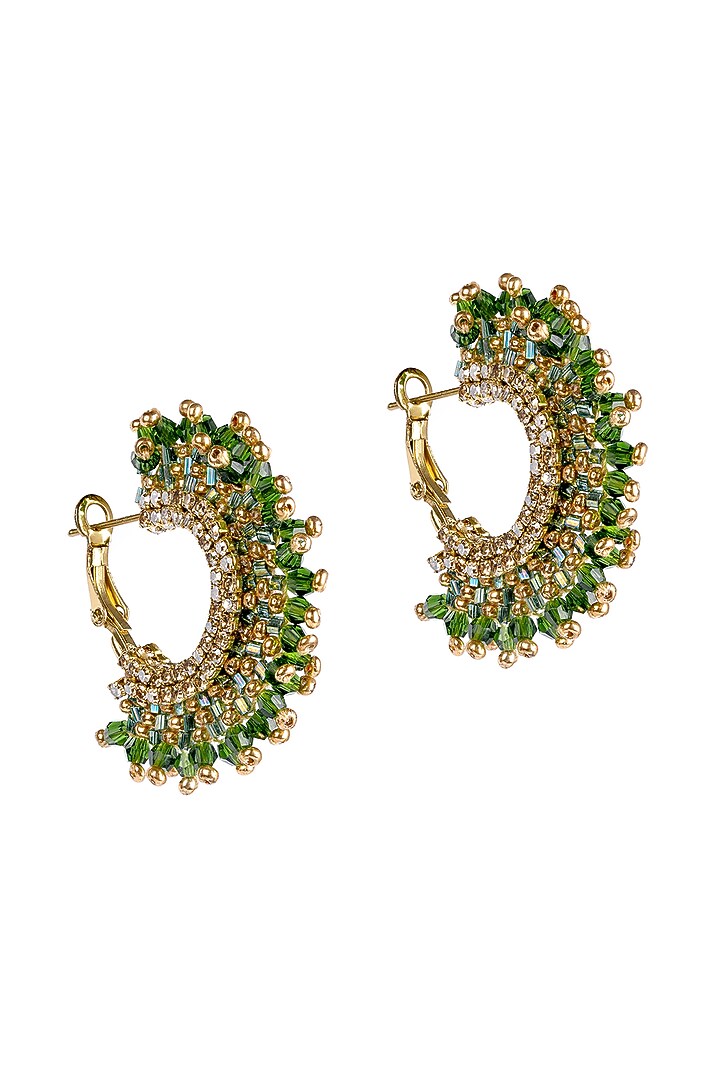 Emerald Green Glass Beaded Hoop Earrings by Deepa Gurnani at Pernia's Pop Up Shop