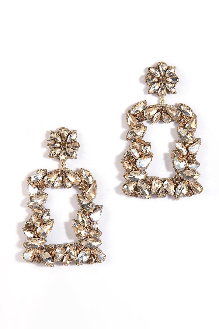 Gold Glass Stone Dangler Earrings by Deepa Gurnani at Pernia's Pop Up Shop