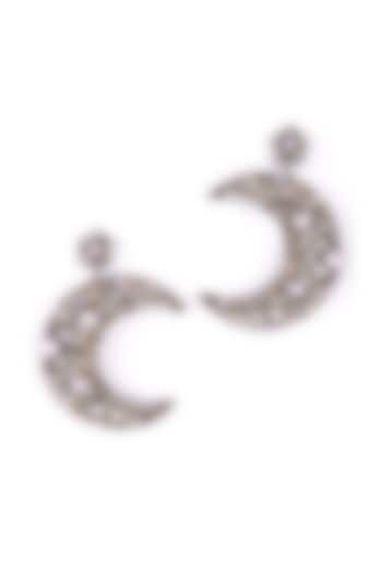 Gunmetal Glass Beaded & Glass Crystal Dangler Earrings by Deepa Gurnani at Pernia's Pop Up Shop