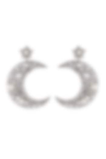 Silver Glass Beaded & Glass Crystal Dangler Earrings by Deepa Gurnani at Pernia's Pop Up Shop