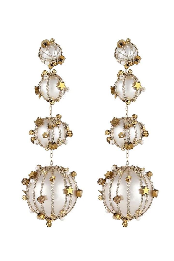 Ivory Resin Pearl Dangler Earrings by Deepa Gurnani at Pernia's Pop Up Shop