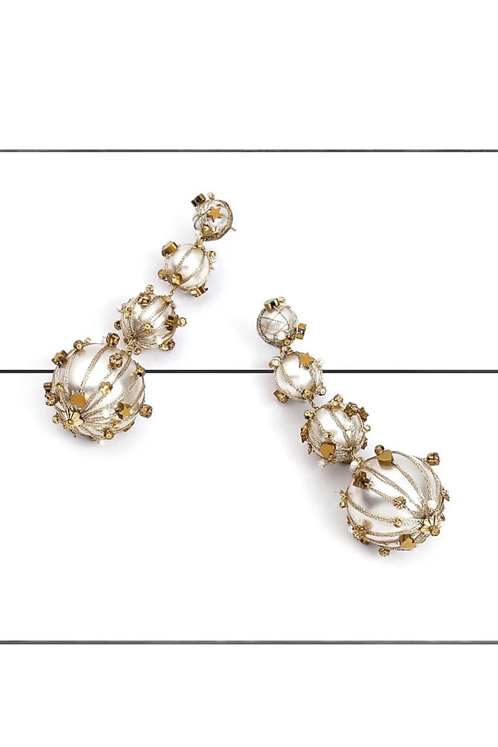 Ivory Resin Pearl Dangler Earrings by Deepa Gurnani at Pernia's Pop Up Shop