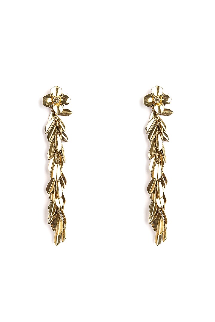 Gold Glass Beaded Dangler Earrings by Deepa Gurnani at Pernia's Pop Up Shop