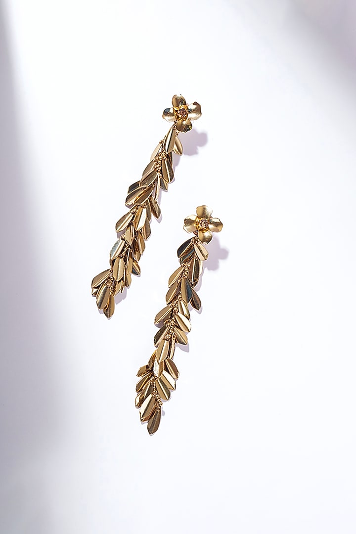 Gold Glass Beaded Dangler Earrings by Deepa Gurnani at Pernia's Pop Up Shop