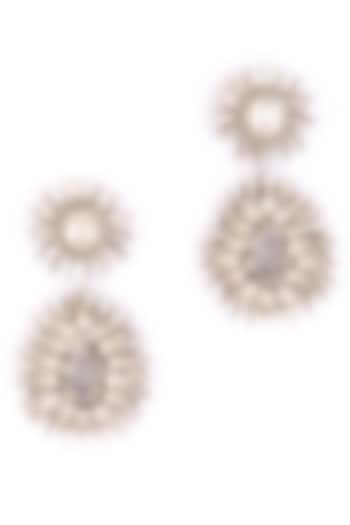 Silver Glass Crystal Dangler Earrings by Deepa Gurnani at Pernia's Pop Up Shop