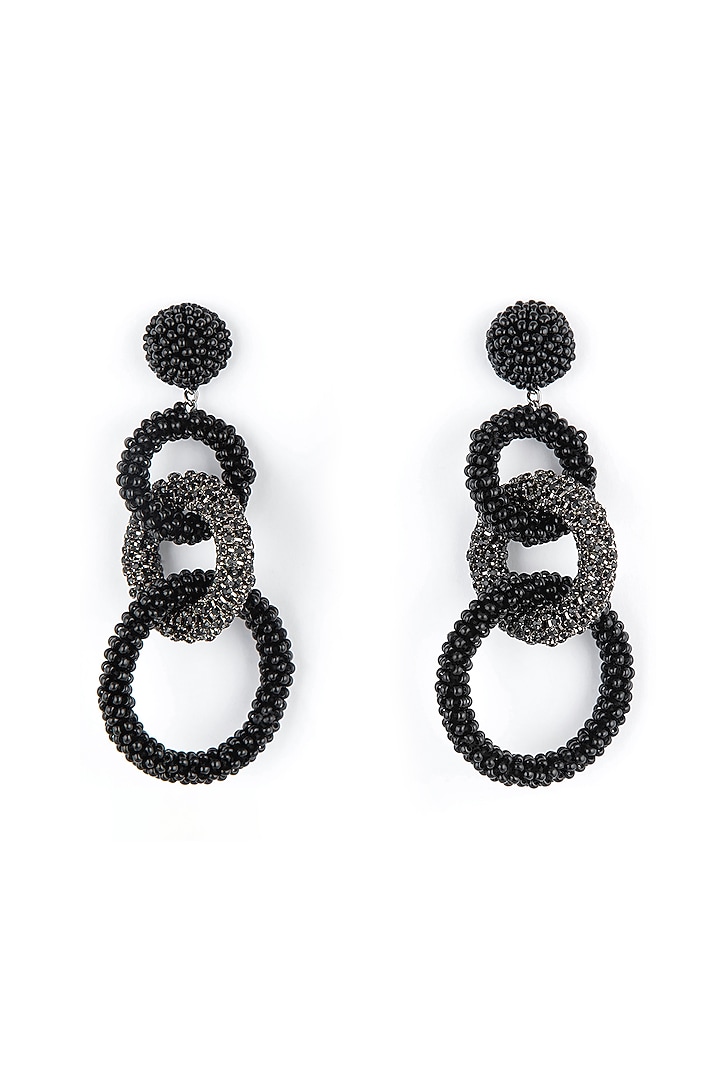 Black Bead & Crystal Dangler Earrings by Deepa Gurnani at Pernia's Pop Up Shop