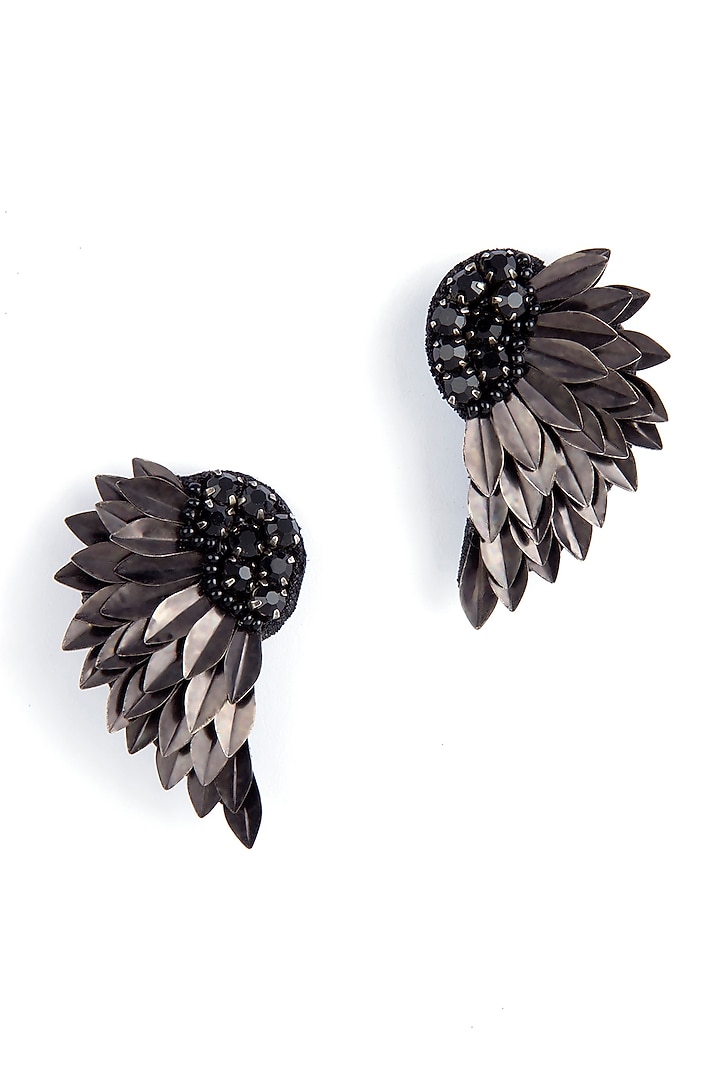 Black Glass Crystal Dangler Earrings by Deepa Gurnani at Pernia's Pop Up Shop