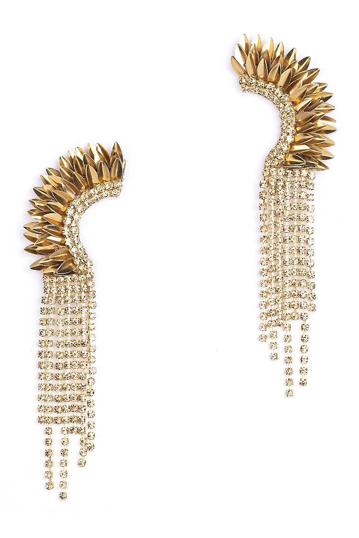 Gold Glass Beaded Dangler Earrings by Deepa Gurnani at Pernia's Pop Up Shop