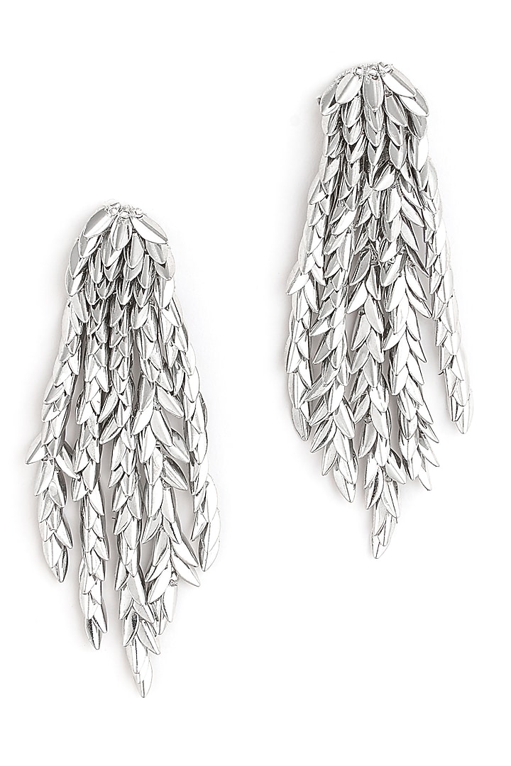 Silver Glass Beaded Dangler Earrings by Deepa Gurnani at Pernia's Pop Up Shop