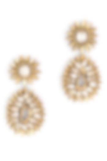 Gold Glass Crystal Dangler Earrings by Deepa Gurnani at Pernia's Pop Up Shop