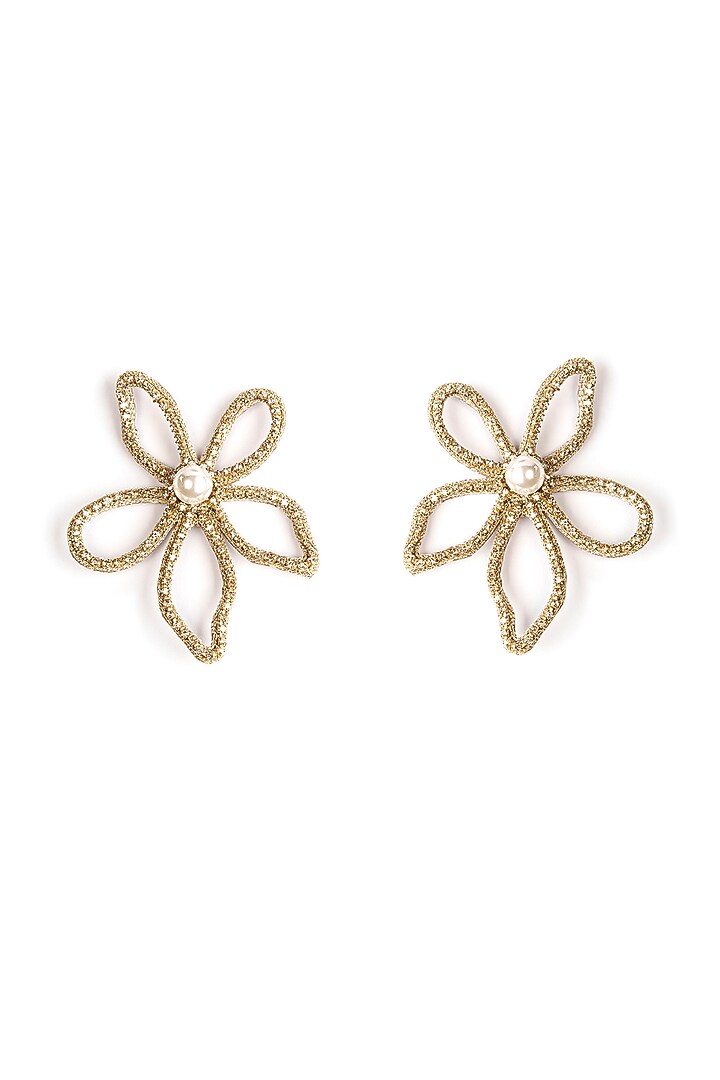 Gold Glass Beaded Stud Earrings by Deepa Gurnani at Pernia's Pop Up Shop