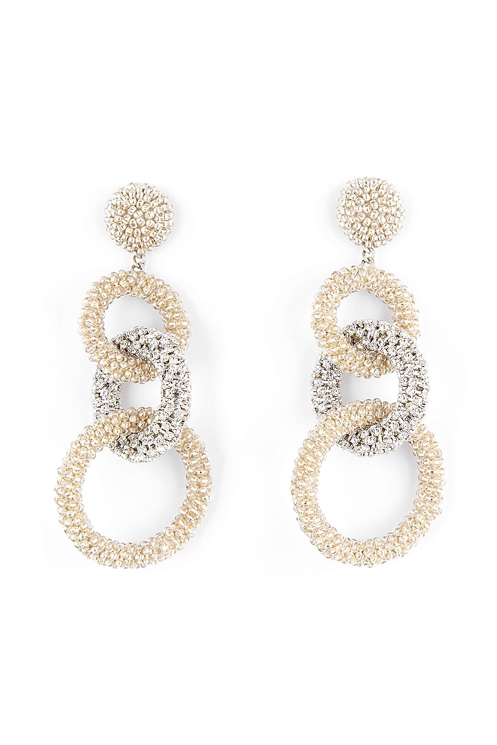 Silver Bead & Crystal Dangler Earrings by Deepa Gurnani at Pernia's Pop Up Shop
