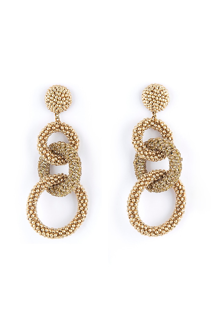 Gold Bead & Crystal Dangler Earrings by Deepa Gurnani at Pernia's Pop Up Shop
