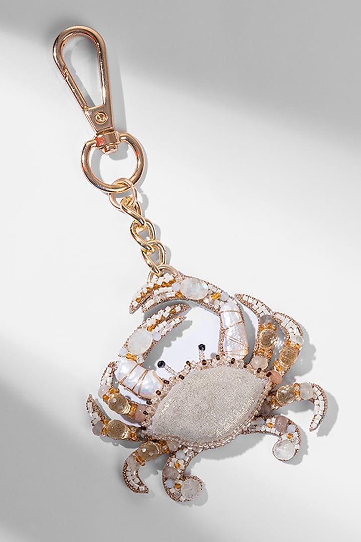 Blue Glass Bead Embroidered Charm by Deepa Gurnani at Pernia's Pop Up Shop