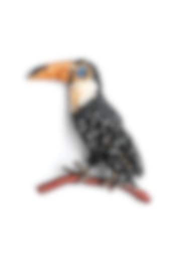 Black Glass Bead Embroidered Toucan Brooch by Deepa Gurnani at Pernia's Pop Up Shop
