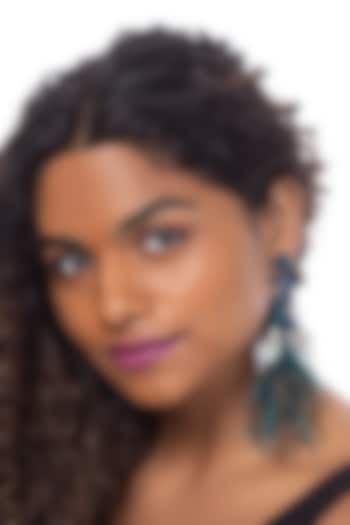 Green Beaded Hand Embroidered Peacock Earrings by Deepa Gurnani at Pernia's Pop Up Shop