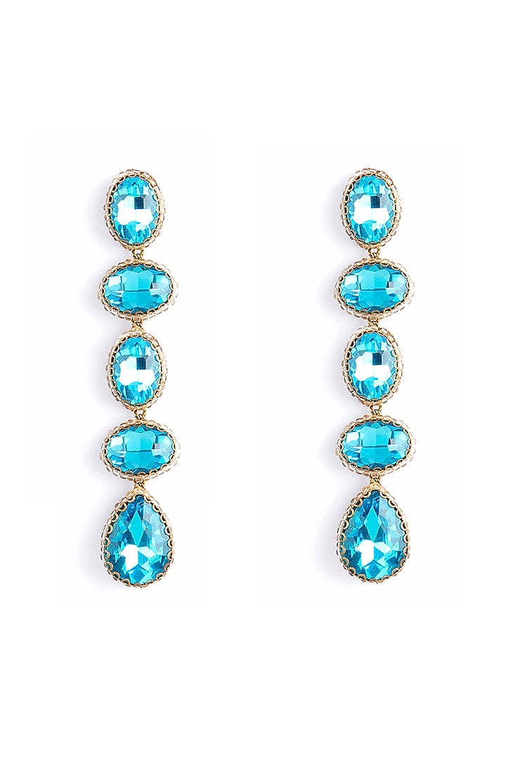 Aqua Glass Crystal & Beaded Dangler Earrings by Deepa Gurnani at Pernia's Pop Up Shop