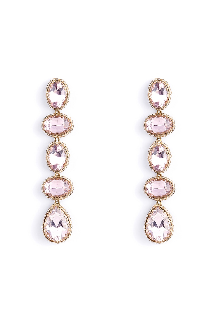 Pink Glass Crystal & Beaded Dangler Earrings by Deepa Gurnani at Pernia's Pop Up Shop