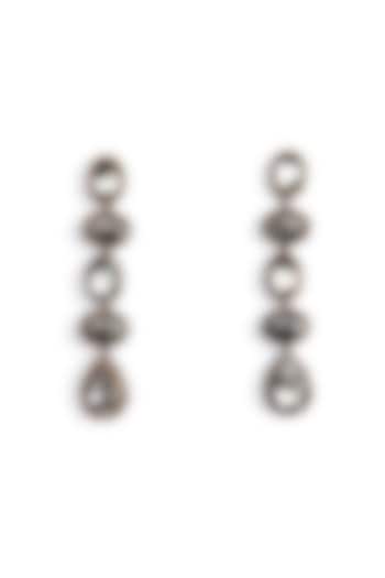 Gun-Metal Glass Crystal & Beaded Dangler Earrings by Deepa Gurnani at Pernia's Pop Up Shop