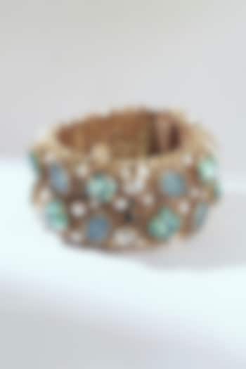 Green Glass Bead & Glass Crystal Bracelet by Deepa Gurnani at Pernia's Pop Up Shop