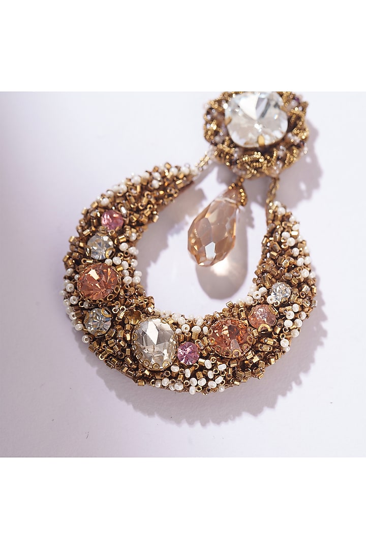 Multi-Colored Glass Beaded & Glass Crystal Maangtikka by Deepa Gurnani at Pernia's Pop Up Shop