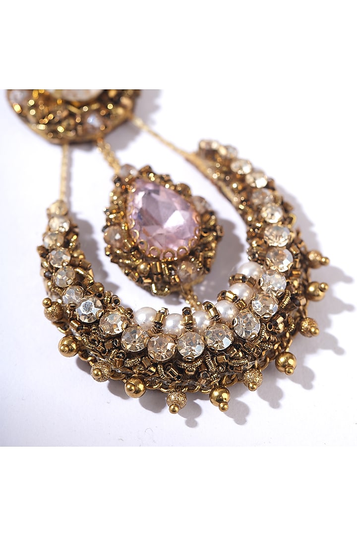 Multi-Colored Glass Beaded & Glass Crystal Maangtikka by Deepa Gurnani at Pernia's Pop Up Shop