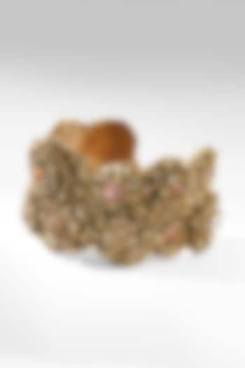 Gold Glass Beaded & Crystal Woven Bracelet by Deepa Gurnani at Pernia's Pop Up Shop