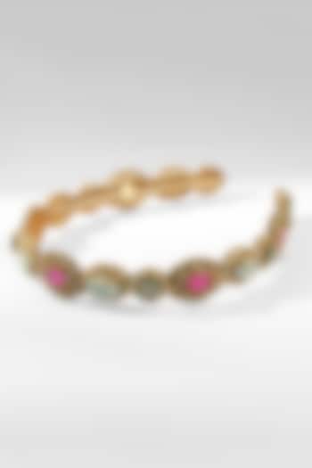 Gold Glass Beaded & Crystal Woven Headband by Deepa Gurnani at Pernia's Pop Up Shop