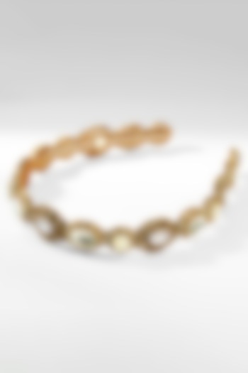 Gold Glass Beaded & Crystal Woven Headband by Deepa Gurnani at Pernia's Pop Up Shop
