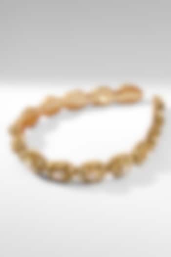 Gold Glass Beaded & Crystal Woven Headband by Deepa Gurnani at Pernia's Pop Up Shop