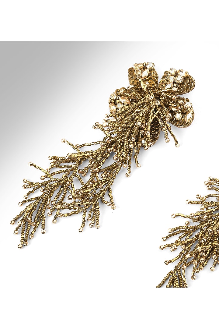 Gold Finish Glass Beaded Khilna Dangler Earrings by Deepa Gurnani at Pernia's Pop Up Shop