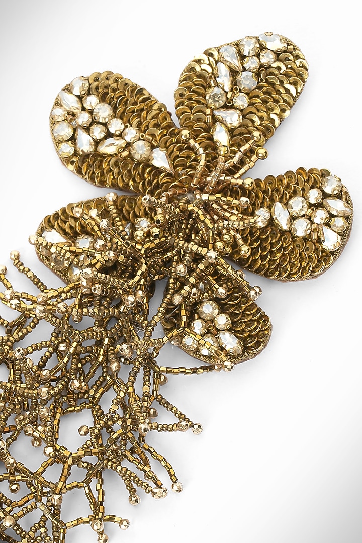 Gold Finish Glass Beaded Khilna Dangler Earrings by Deepa Gurnani at Pernia's Pop Up Shop