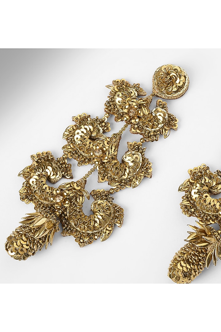 Gold Finish Glass Beaded Adelaide Dangler Earrings by Deepa Gurnani at Pernia's Pop Up Shop