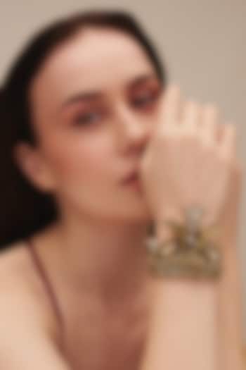 Gold Finish Glass Beaded Sapna Bracelet by Deepa Gurnani at Pernia's Pop Up Shop