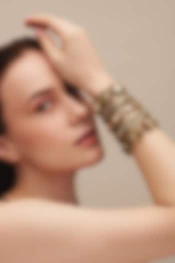 Gold Finish Glass Beaded Gaja Bracelet by Deepa Gurnani at Pernia's Pop Up Shop